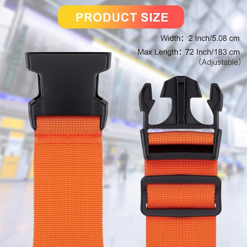 collwait Luggage Straps for Suitcases TSA Approved, Travel Belt Suitcase Belt, Suitcase Straps TSA Approved, Luggage Belt Strap TSA Approved, Travel Straps for Luggage, Luggage Band Bag Straps, Orange - Image 4